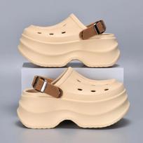 Cave shoes women's new summer fashion casual small thick-soled heightening muffin sandals wear beach cool slippers 36 chaki