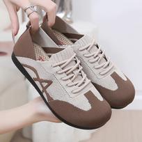 Shoes women's spring and autumn new retro German training shoes breathable one-pedal Forrest Gump shoes color matching lace-up versatile women's sport 35 chaki