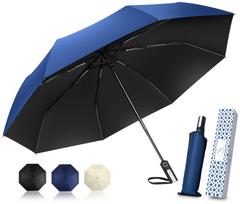 YOIIYO Folding Auto Folding Large For Both Sunny and Rainy 8 Resistant to Strong Compatible with Heavy UV UV Completely Folding Folding Storage Pouch tamsiai mėlyna