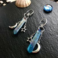 quartz 1pair witch jewelry holiday gifts Gothic style Halloween accessories earrings hook and drop earrings synthetic crystal moon  Jewelry Accessory mėlyna