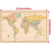 Frameless World Map Canvas Art Poster,Indoor/Outdoor,Educational Geography Decor,Learning Teaching Supplies,Travel Supplies 59*42cm