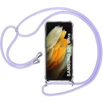 Case - Booling - for Samsung -Galaxy S21 Ultra - TPU - Shockproof - Purple Lanyard violetinė