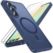 Magnetic Protection Case - BOOLING - Samsung Galaxy S24 FE - Shockproof - 2 Tempered Glass - Navy Blue mėlyna