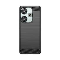 Xiaomi POCO F6 dėklas apsauga silikoninis dangtelis POCO F6 Pro dėklas guminis smūgiams atsparus TPU anglies pluošto telefono dėklas POCO F6 dangtelis POCO F6 juoda
