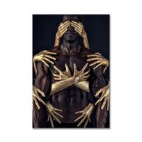 African Black Gold Nude Embrace Canvas Painting Man Woman Posters and Prints Wall Art Picture for Living Room Home Decor Cuadros 21*30cm