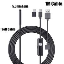 Nauja pramoninė endoskopinė kamera Ip67 vandeniui atspari 5,5 mm 7 mm 3 viename, skirta Android telefonui, PC, USB endoskopinė mini kamera 6 LED reguliuojama juoda
