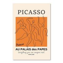 Picasso Dancer Bauhaus Round Wall Art  Pink Aesthetics Orange Canvas Painting Nordic Poster and Prints for Living Room Decor 21cm×30cm NoFrame