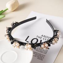 Pearl Flowers Hairpin Hairbands for Women Non-Slip Headband Rhinestones Hair Bands Clips Hairstyle Double Bangs Hair Accessories