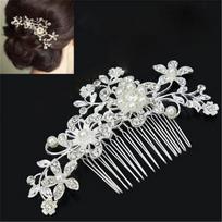 Wedding Hair Accessories Clips Romantic Crystal Pearl Flower HairPin Rhinestone Tiara Bridal Crown H MIT