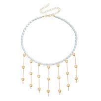 Accessories Baroque Imitation Pearl Long Fringed Collarbone Chain Pentagram Love Necklace Female