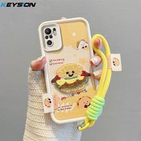 KEYSION Cartoon Cute Plush Embroidery Case for Redmi Note 10 4G 10S 10 Pro with Lanyard Shockproof Phone Cover for Xiaomi POCO M5S for Redmi Note 10 4G