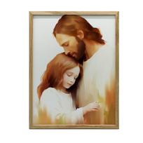Objęcia Miłości - Jezus I Dziewczynka Objęcia Miłości - Jezus I Dziewczynka, 40X50 Cm, Rama Aluminiowa Czarna, Papier Matowy 230 Gsm 54