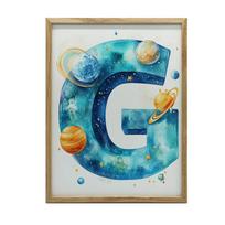 Litera  G  W Kosmosie - Plakat Dekoracyjny Litera  G  W Kosmosie - Plakat Dekoracyjny, 50X70 Cm, Rama Drewniana Ciemny Brąz, Papier Matowy 230 Gsm 54