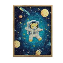 Plakat Kosmiczny Miś Astronauta Plakat Kosmiczny Miś Astronauta, 30X40 Cm, Rama Drewniana Ciemny Brąz, Papier Matowy 230 Gsm 36