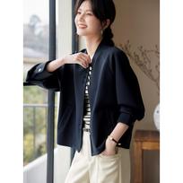 Sleeved Comfortable Pearl Baseball Jacket Spring Casual Versatile Women's XXL tamsiai mėlyna spalva