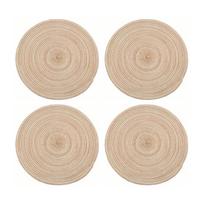 4Pcs Circular Cup Mat Braiding Heat Resistant Bowl Plate Mat Nordic Style Insulation Coaster Khaki chaki