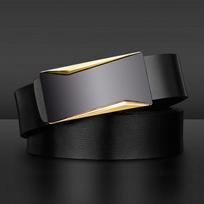 Genuine Leather Men's Belt High End Business Toothless Automatic Buckle Leather Belt for Middle Aged and Young Men's Belt 105cm gray