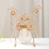 Pearl Crystal Flower Bridal Jewelry Set Party Hair Pin Comb Earring Set For Women Bride Wedding Bridal Hair Accessories Jewelry