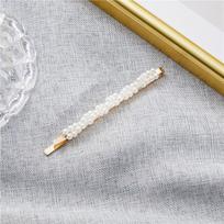 Pearl Hairpin Female Korean Simple Gold Retro Hairpin Flower One Word Clip Edge Clip Handmade Headwear Hair Accessories One Size