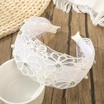 AWAYTR Korea Elegant White Lace Pearls Wide Hairbands Fashion Headband Women Girls Face Washing Hair Hoop Hair Accessories