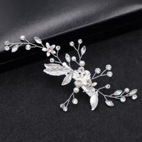 Bridal Wedding Pearl Flower Hairpin Side Comb Golden Leaf Shaped Alloy Tiaras Insert Jewelry Comb Hair Jewelry Bride Headwear