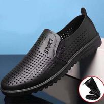 Men's leather shoes mesh autumn men's shoes one-pedal pu Doudou shoes Korean version soft-soled driving shoes men's shoes 39 juoda