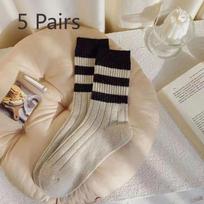 5 Pairs of Socks with Shark Pants, Women's Mid-calf Thickened Thermal Socks for Autumn and Winter, Trendy and Versatile Long Student Sports Socks 5 pairs