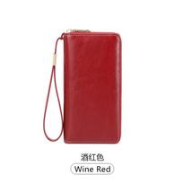 New anti-theft brush women's wallet oil wax leather long zipper wallet large capacity clutch bordinė