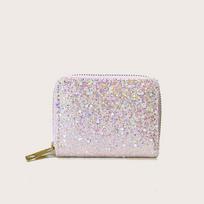 Summer colorful glitter clutch bag zipper short small wallet wallet wallet rožinė