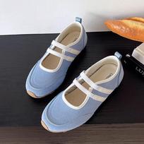 Flat red ballet Mary Jane single shoes women's shoes 2025 spring and summer new casual versatile shoes 35 mėlyna