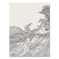 Šiaurės šalių juodos ir baltos drobės tapybos linijos Abstrakčios jūros bangos Japoniško stiliaus namuose plakatai Sienų nuotraukos Namų dekoras 21cm×30cm NoFrame