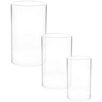 3 Pcs Shade Clear Glass Cover Decorative Lantern Cylinder Candleholders Shades Open Ended Tube High Borosilicate 20X6X6CM