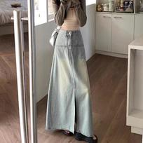 Women's High Waist A-Line Retro Denim Skirt for Spring and Autumn XL šviesiai mėlyna spalva