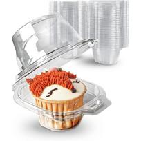 50pcs BPA-free Deep Dome Clear Plastic Individual Cupcake Containers, Stackable Single Compartment Disposable Carrier Holder Box for Restaurants 50pcs