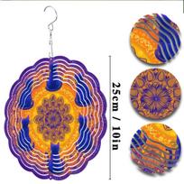 360 Degree Rotating Wind Chime 25.4cm Vibrant Blue Yellow Orange Metal Floral Design Perfect for Balcony Garden Outdoor Decor Year Round 01A