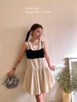 Ovinsyang Sleeveless Bubble Tutu Dress 2024: Women's Spring/Autumn A-Line Vest Dress Medium abrikosas