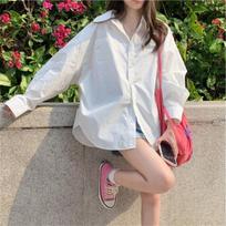 Korean-Style Versatile Loose White Shirt and Thin Jacket for Women - Unique Design and Sunscreen Protection Extra Large