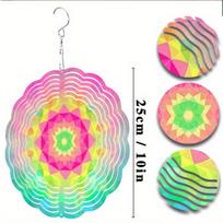 10-Inch Vibrant Metal Wind Spinner with 360° Hanging Hook – Colorful Geometric Design for Garden 01A