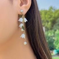 Accessories, Pastoral Imitation Pearl Leaf Pendant Necklace, Temperament Lily of the Valley Bouquet Tassel Necklace Women Copper Chain