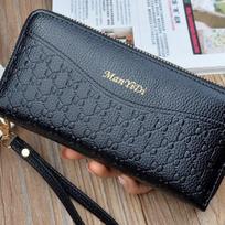Fashion Long Womens Wallets Simple Zipper Purses Clutch Leather Money Bag Wallet Carteira Feminina juoda