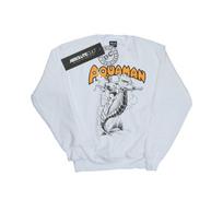 DC Comics Mens Aquaman Mono Action Pose Sweatshirt M balta