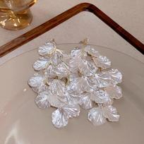 White Pearl Shell Zircon Tassel Earrings Fashion French Elegance Temperament Earrings Daily Versatile Earrings