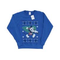Disney Womens/Ladies Mickey Mouse Christmas Tree Sweatshirt M karališkos mėlynos spalvos