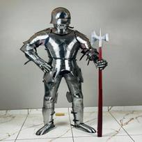 Gotikinio riterio šarvų kostiumas Viduramžių vokiečių riterio pilnas šarvų kostiumas XV amžius Larp Cosplay Dekoracija Šarvų kostiumas Geriausia dovana gray