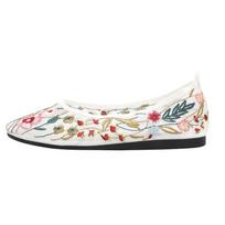 Fashion Flower Embroidery Mesh Breathable Gentle Ballet Shoes Women's Versatile Soft Bottom Mesh Flat Bottom Single Shoes Women 35 balta