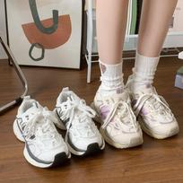 Jinmi Hong Kong Style White Platform Daddy Shoes Women's New Summer Breathable Mesh Versatile Sneakers 35 violetinė