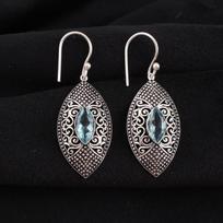 Sky Blue Topaz Gemstone 925 Sterling Silver Jewelry Hook Earrings2.15  For Women CE-20-8