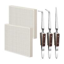 Jewelry Soldering Equipment Soldering Board Metal Locking Tweezers Tongs Set Honeycomb Solder Plate for Jewelry Making