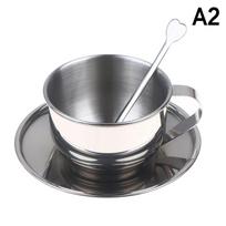 High Quality Stainless Steel Mug Cup Coffee Mug Tea Cup Minimalist Mug Heat Resistant Milk Cup With Spoon Saucer Placemat A2