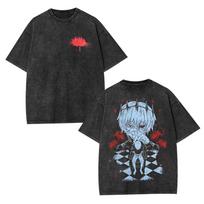 Tokyo Ghoul Graphic T-shirt Acid Washed Oversized Men Women Short Sleeve Street Y2k Cotton T Shirts Harajuku Trendy Tees S